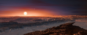 © ESO / Vue d’artiste de la planète Proxima b en orbite autour de Proxima du Centaure.