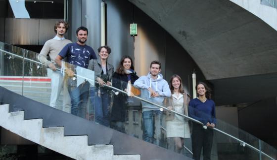 L'équipe d'étudiants et détudiantes de la COP 27 . De gauche à droite : Thibaud Schlesinger, Rémy Giacobbo, Zoé Brioude, Alice Munoz-Guipouy, Adrien Fauste-Gay, Elsa Bouly et Naama Drahy
